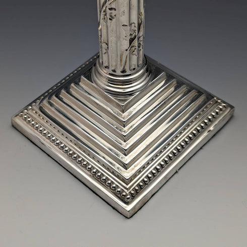 1889 British Antique Silver Plate Large Candlestick Candle Stand