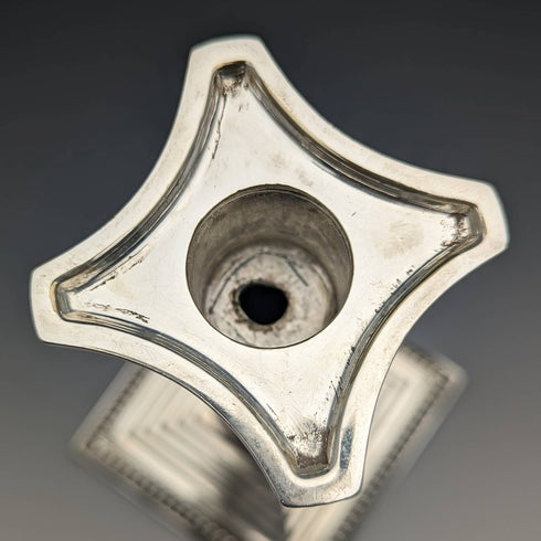 1889 British Antique Silver Plate Large Candlestick Candle Stand