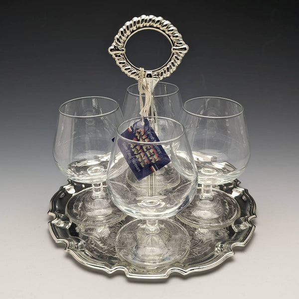 英國復古銀盤和玻璃飲料餐具套裝安妮女王