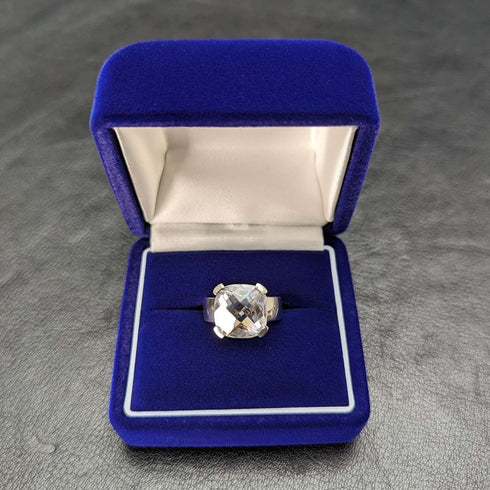 British vintage jewelry large zirconia pure silver ring