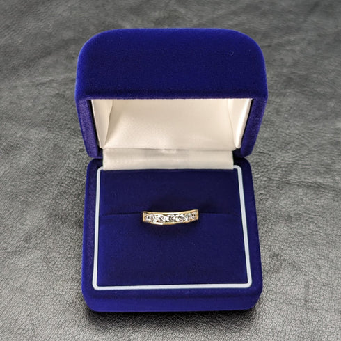 British vintage jewelry cubic zirconia x7 sterling silver gilt ring (size 11)
