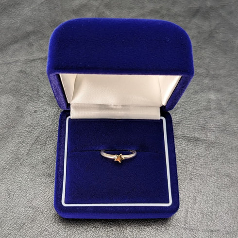 British vintage jewelry 9ct gold star pure silver ring