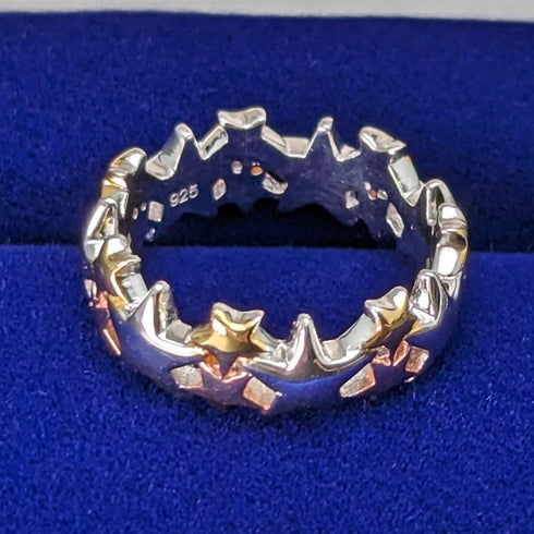 British vintage jewelry multicolor star sterling silver ring