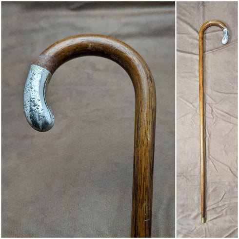 1928 British Vintage Men's Walking Stick with Curved Handle 78cm