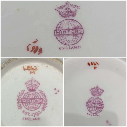First half of the 20th century British Minton Teacup Trio Cockatrice Green with translation