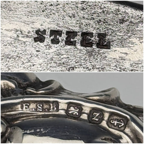 1899 British Antique Pure Silver Handle Shoehorn Shoehorn ES Barnsley