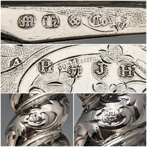 英国アンティーク ソリッドシルバーハンドル カトラリー6ペアセット MARTIN HALL