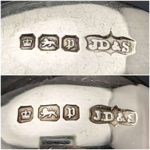1907 年英國古董純銀茶匙 6 和糖鉗套裝,以防 James Dixon