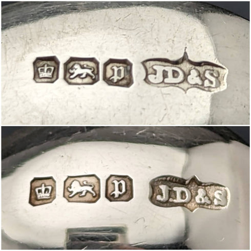 1907 年英國古董純銀茶匙 6 和糖鉗套裝,以防 James Dixon