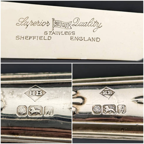 1975年 英国ヴィンテージ 純銀製ハンドル テーブルカトラリー 6ペアセット ケース入