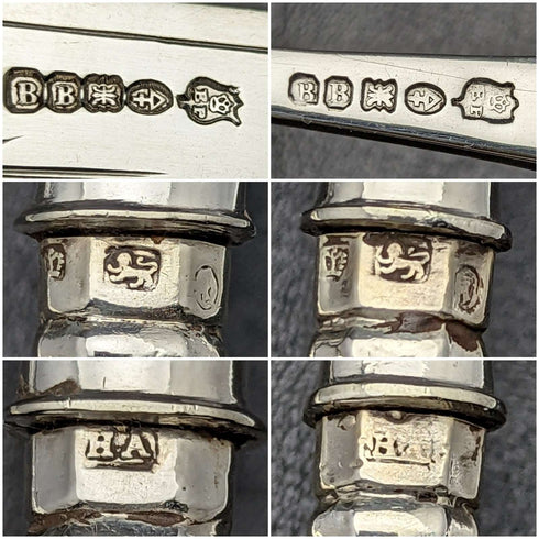 1860年頃 英国アンティーク 純銀製ハンドル フィッシュカトラリーセット 6x2 トレー入