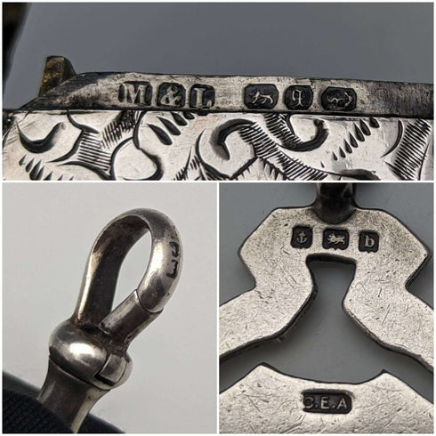 1900 年左右英國古董純銀阿爾伯特鏈 88 克 Vesta 錶殼和獎章扣