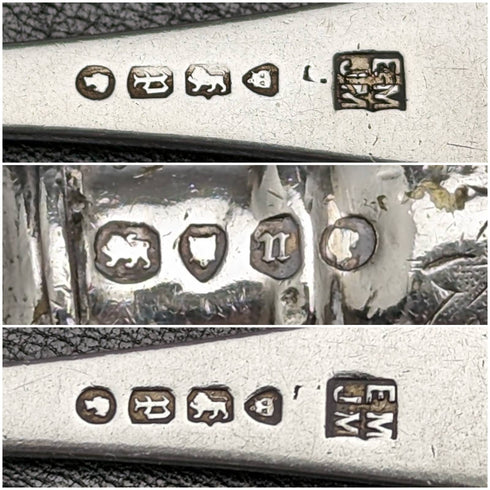 大約 1870 年英國古董純銀 Crisling 餐具套裝盒裝 MAPPIN BROTHERS