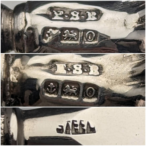 1913 年英國古董純銀手柄鞋拔鈕扣掛鉤套裝 ES Barnsley
