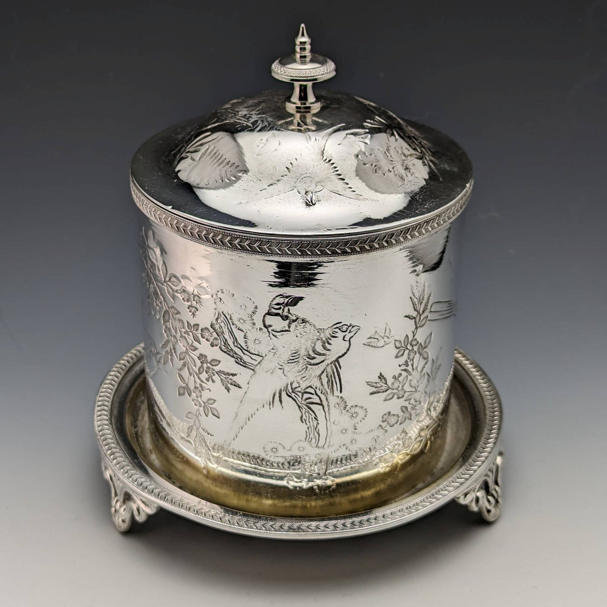 British Antique Silver Plated Biscuit Barrel WWHarrison & Co – SILVER-LUG