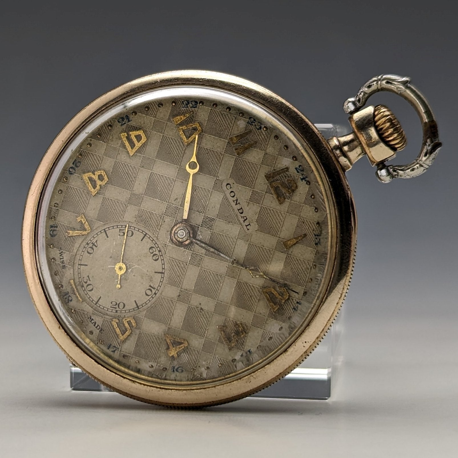 Antique Swiss LANCO pocket watch Art Deco gold plated case in good