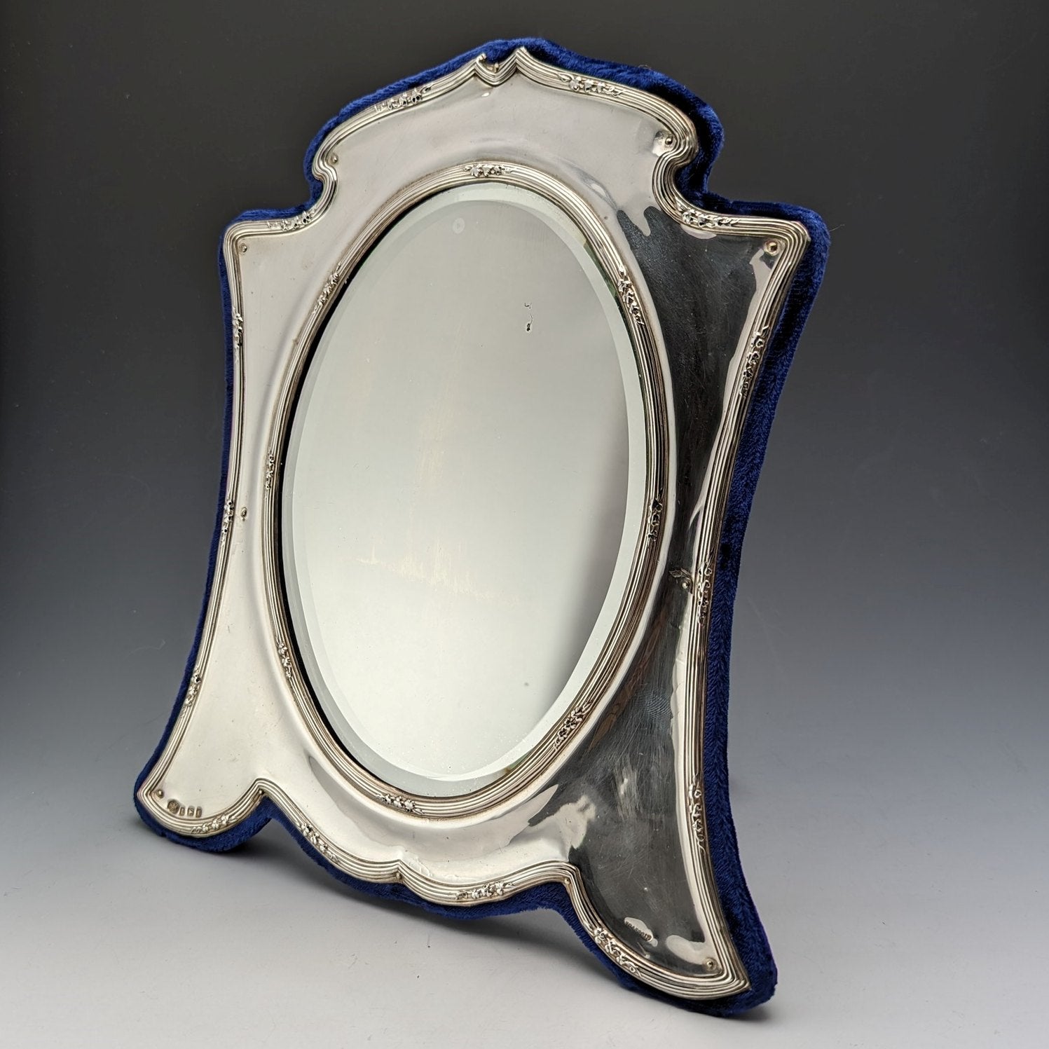 1905年 英国アンティーク 純銀製フレーム デスクミラー化粧鏡 ...