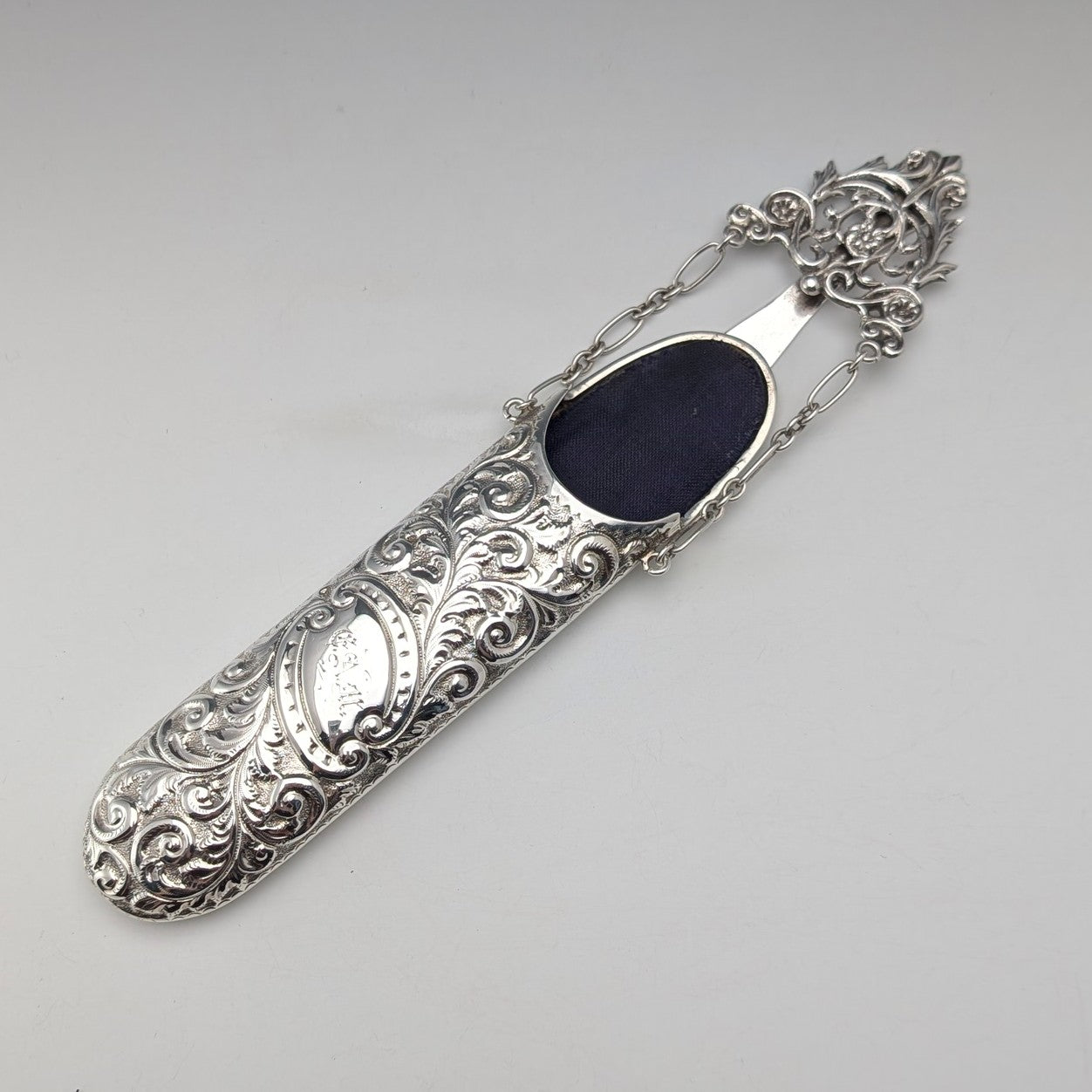 1895 British antique sterling silver chatelaine eyeglass case by