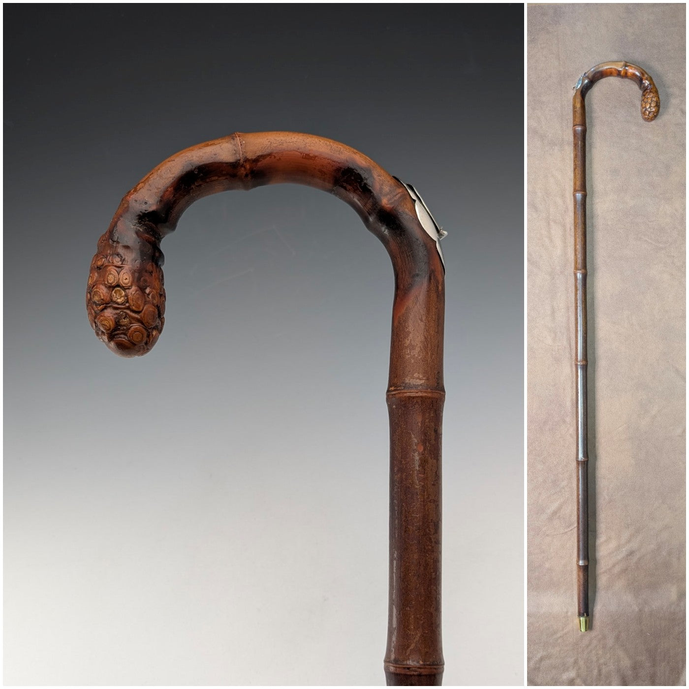 20世紀初頭 英国アンティーク 竹シャフト ホースメジャー付きステッキ 91cm Jonathan Howell Early 20th century British antique bamboo shaft walking